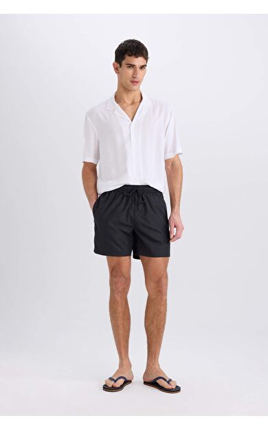 DeFacto File Astarlı Kısa Boy Hızlı Kuruyan Deniz Şortu E0944AX25HSBK27