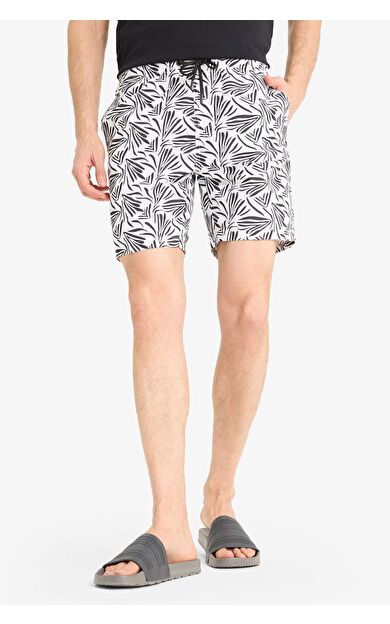 Regular Fit Desenli File Astarlı Kısa Boy Deniz Şortu