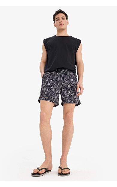 DeFacto Desenli File Astarlı Kısa Boy Deniz Şortu E0951AX25HSBK27