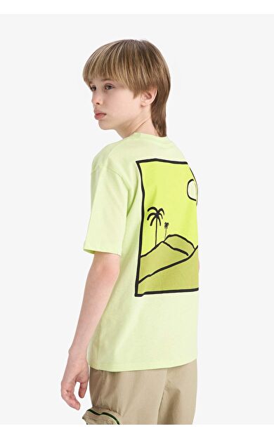 DeFacto Erkek Çocuk Bisiklet Yaka Sırt Baskılı Kısa Kollu Tişört E0967A825SMGN404