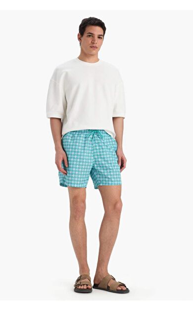 DeFacto Desenli File Astarlı Kısa Boy Deniz Şortu E0976AX25HSGN1101