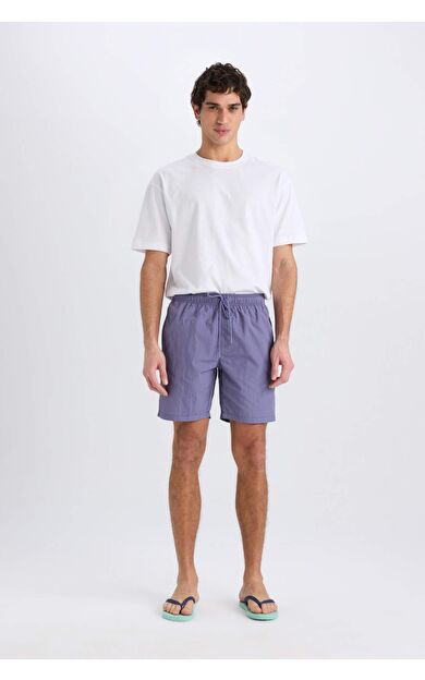 DeFacto Regular Fit File Astarlı Diz Üstü Deniz Şortu E0978AX25HSPR455