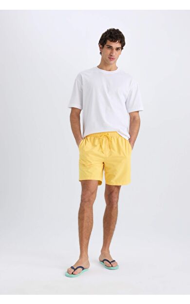 DeFacto Regular Fit Kısa Boy Yumuşak Tuşeli Deniz Şortu E0993AX25HSYL190