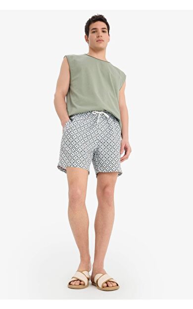 DeFacto Desenli File Astarlı Kısa Boy Deniz Şortu E0996AX25HSKH109
