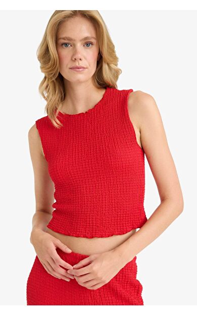 DeFacto Slim Fit Dar Kesim Bisiklet Yaka Bürümcük Atlet E0999AX25AURD117