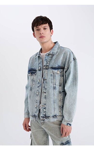 DeFacto %100 Pamuk Oversize Geniş Kalıp Jean Ceket