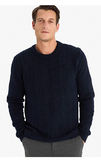 DeFacto Standart Fit Bisiklet Yaka Triko Kazak E1007AX24WNNV64