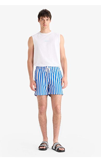 DeFacto Çizgili File Astarlı Kısa Boy Deniz Şortu E1008AX25HSBE104