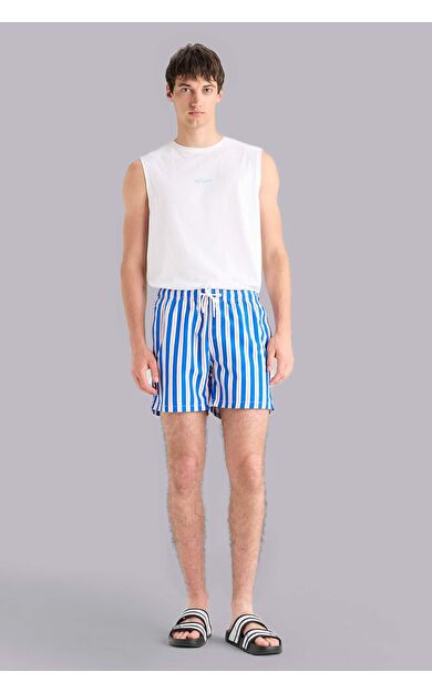 DeFacto Çizgili File Astarlı Kısa Boy Deniz Şortu E1008AX25HSBE104
