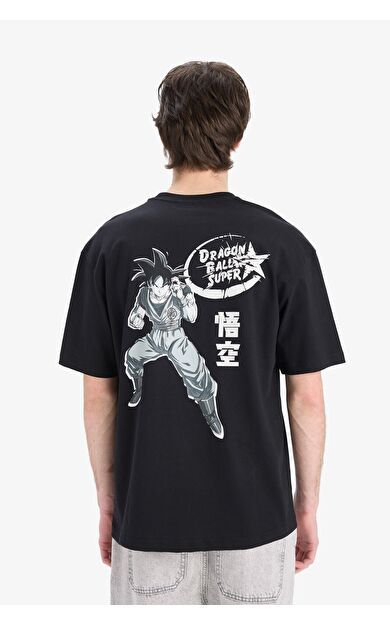 DeFacto Dragon Ball Boxy Fit Bisiklet Yaka Sırt Baskılı Kısa Kollu Tişört