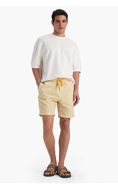 DeFacto Regular Fit Desenli File Astarlı Diz Üstü Deniz Şortu