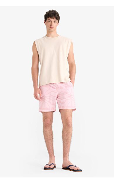 DeFacto Regular Fit Desenli File Astarlı Kısa Boy Deniz Şortu E1030AX25HSPN155