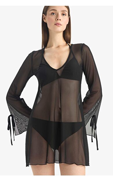 -Fall in Love Regular Fit Tül Plaj Kıyafeti