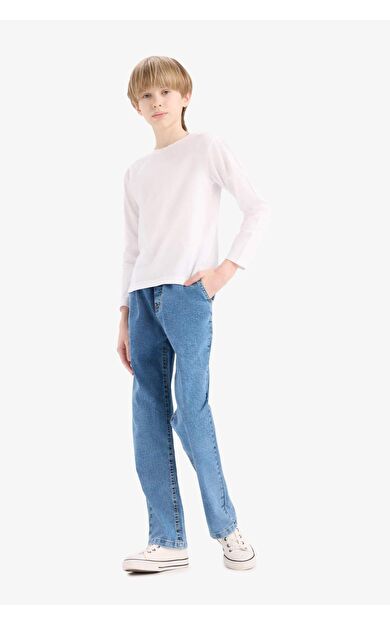 DeFacto Erkek Çocuk Straight Fit Esnek Bantlı Paça Jean Pantolon