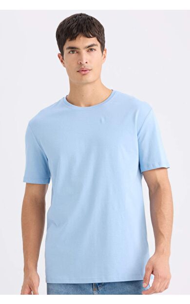 DeFacto New Regular Fit Bisiklet Yaka Basic Düz Kısa Kollu Tişört E1091AXNSBE113