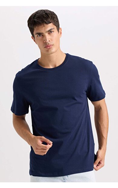 DeFacto New Regular Fit Bisiklet Yaka Basic Düz Kısa Kollu Tişört E1091AXNSNV135