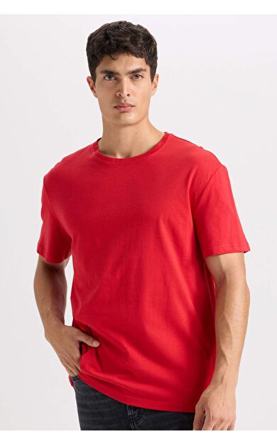 DeFacto New Regular Fit Bisiklet Yaka Basic Düz Kısa Kollu Tişört E1091AXNSRD70
