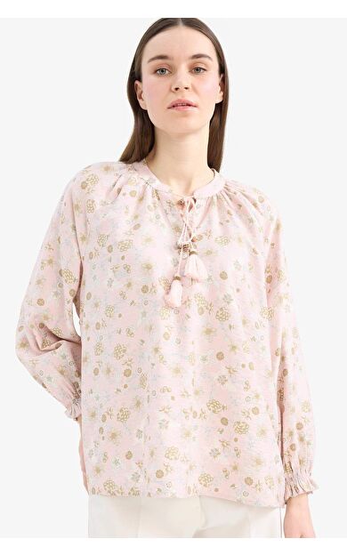 Relax Fit Desneli Uzun Kollu Gömlek Tunik