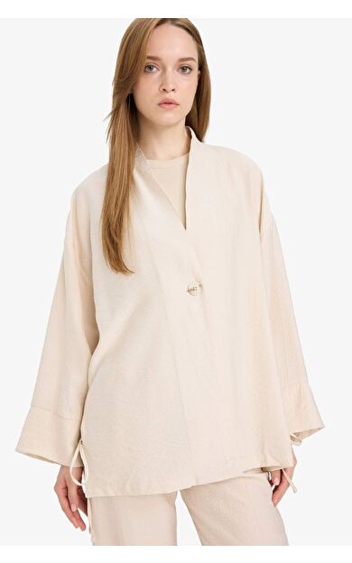 Relax Fit Krinkıl Kumaş Uzun Kollu Tunik