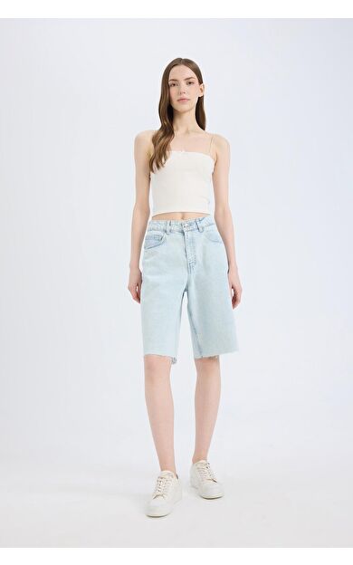 DeFacto Normal Bel Jean Bermuda Şort E1149AX25SPNM39