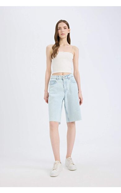DeFacto Normal Bel Jean Bermuda Şort E1149AX25SPNM39