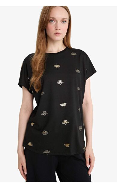 DeFacto Regular Fit Bisiklet Yaka Hayvan Desenli Kısa Kollu Tişört