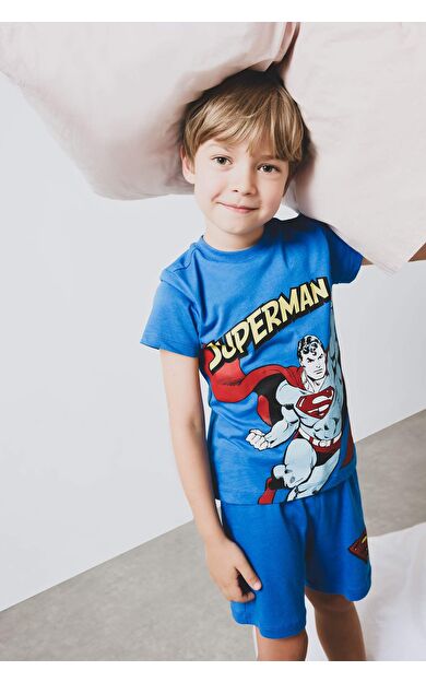DeFacto Erkek Bebek Superman Kısa Kollu Penye 2'li Pijama Takımı