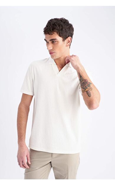 DeFacto Regular Fit Kısa Kollu Krinkıl Polo Tişört E1207AX25SMER85