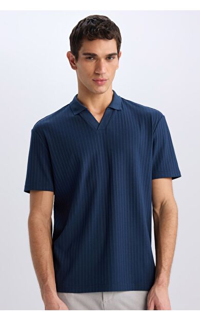 DeFacto Regular Fit Kısa Kollu Krinkıl Polo Tişört E1207AX25SMNV64