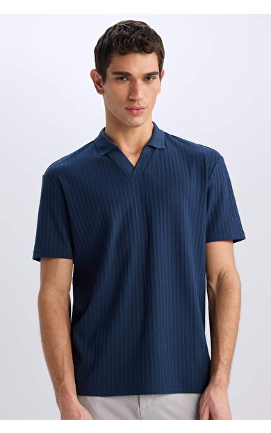 DeFacto Regular Fit Kısa Kollu Krinkıl Polo Tişört E1207AX25SMNV64