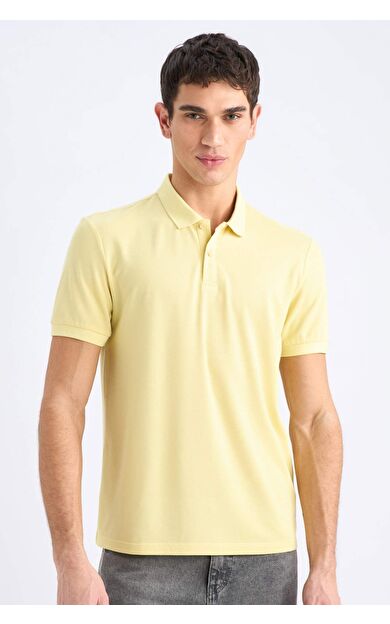 DeFacto Slim Fit Dar Kesim Polo Yaka Kısa Kollu Pike Polo Tişört