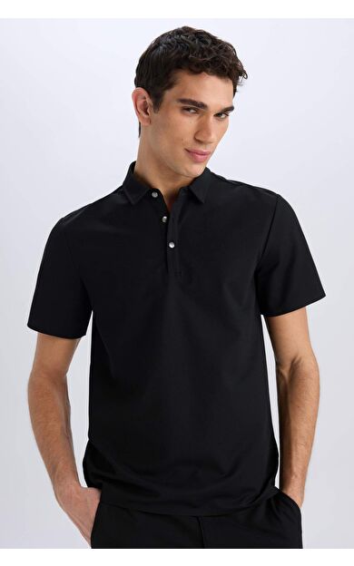 DeFacto Slim Fit Dar Kesim Kısa Kollu Waffle Polo Tişört E1209AX25SMBK81