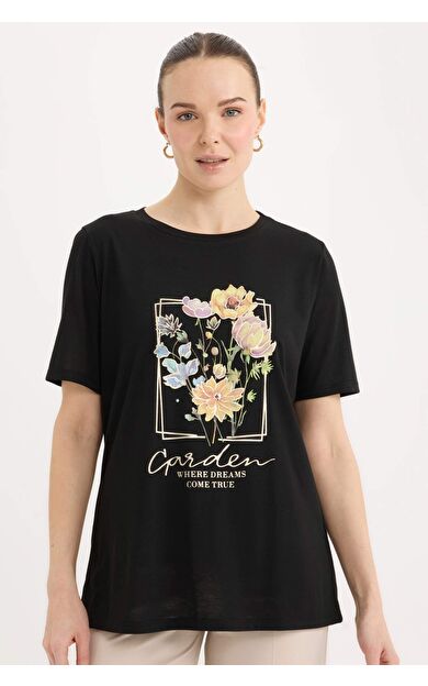 DeFacto Traditional Regular Fit Bisiklet Yaka Casual Kısa Kollu Tişört E1212AX25SPBK27