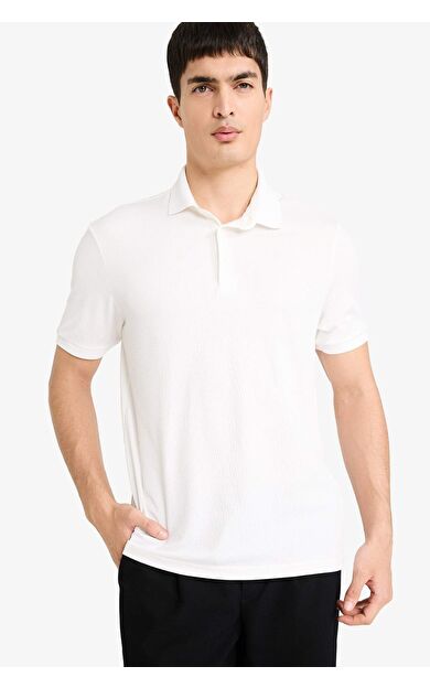 DeFacto Slim Fit Dar Kesim Dokulu Kısa Kollu Krinkıl Polo Tişört E1222AX25SMWT32