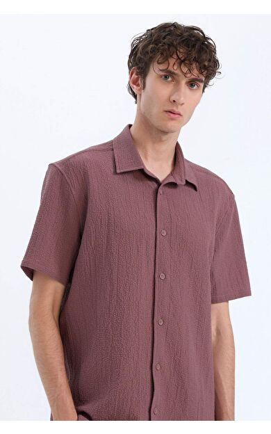 DeFacto Regular Fit Polo Yaka Krinkıl Yazlık Kısa Kollu Gömlek E1223AX25SMBN375