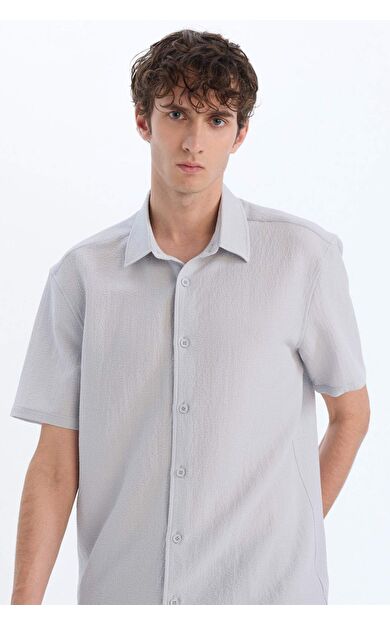 DeFacto Regular Fit Polo Yaka Krinkıl Yazlık Kısa Kollu Gömlek E1223AX25SMGR184