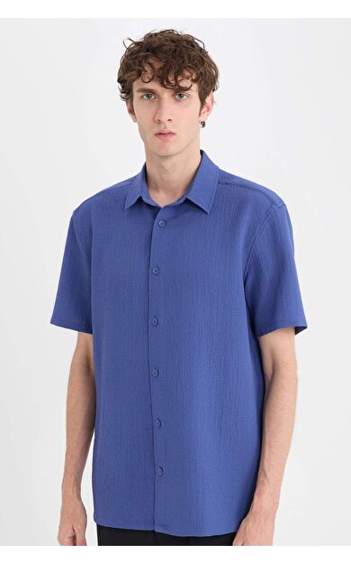 DeFacto Regular Fit Krinkıl Yazlık Kısa Kollu Gömlek