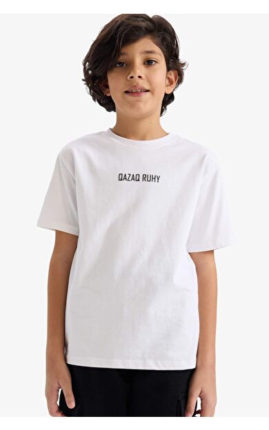 Erkek Çocuk Regular Fit Bisiklet Yaka Slogan Baskılı Kısa Kollu Tişört