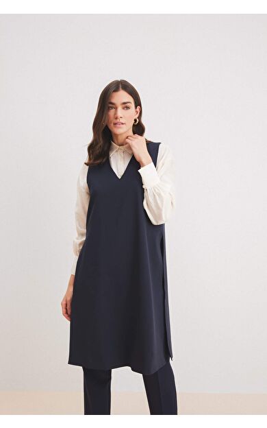 DeFacto Regular Fit V Yaka Basic Düz Uzun Cepli Süveter