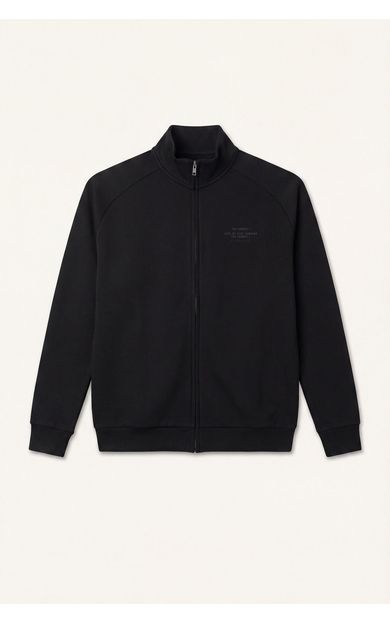 DeFacto Boxy Fit Dik Yaka Baskılı İçi Yumuşak Tüylü Cepli Fermuarlı Sweatshirt Hırka