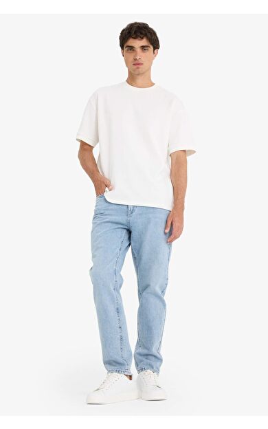 DeFacto 90's Slim Fit Dar Kalıp Yüksek Bel Dar Paça Jean Yıkamalı Pantolon