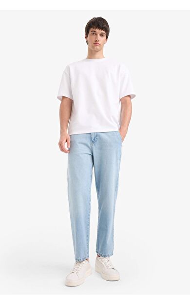 DeFacto %100 Pamuk Relax Fit Geniş Paça Jean Kar Yıkamalı Pantolon