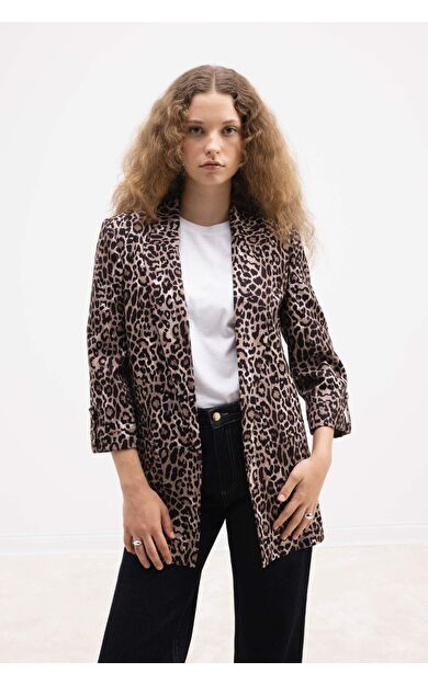 DeFacto Regular Fit Leopar Desenli Blazer Ceket