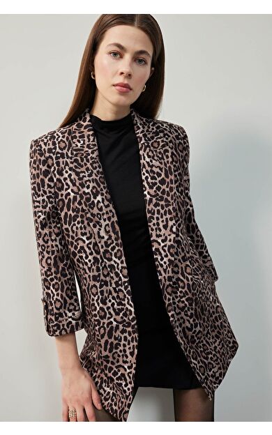 DeFacto Relax Fit Leopar Desenli Blazer Ceket