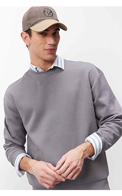 DeFacto Boxy Fit Bisiklet Yaka Basic Düz Pike Sweatshirt E1519AX25SPGR206
