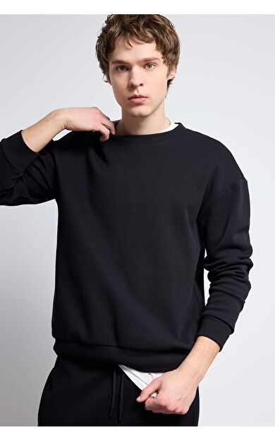 Boxy Fit Bisiklet Yaka Pike Sweatshirt