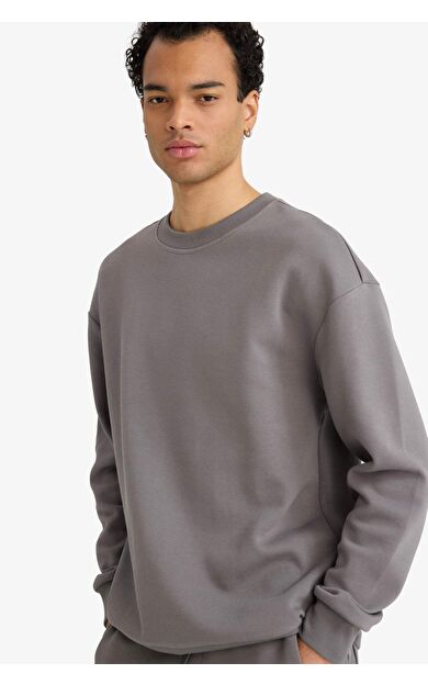 Boxy Fit Bisiklet Yaka Pike Sweatshirt