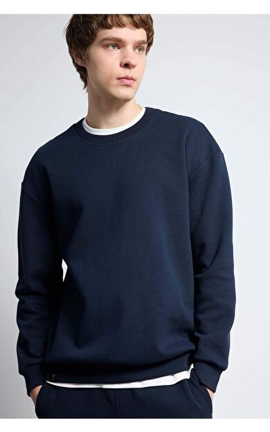Boxy Fit Bisiklet Yaka Pike Sweatshirt
