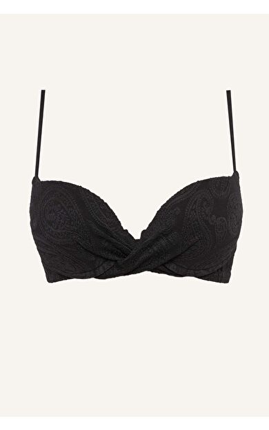 DeFacto Regular Fıt Desenli Siyah Bikini Üstü