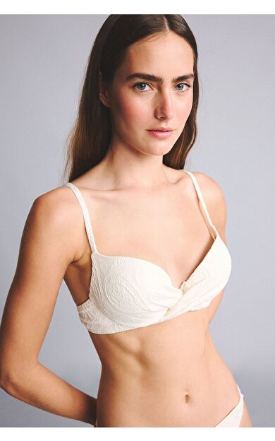 DeFacto Regular Fıt Desenli Ekru Bikini Üstü